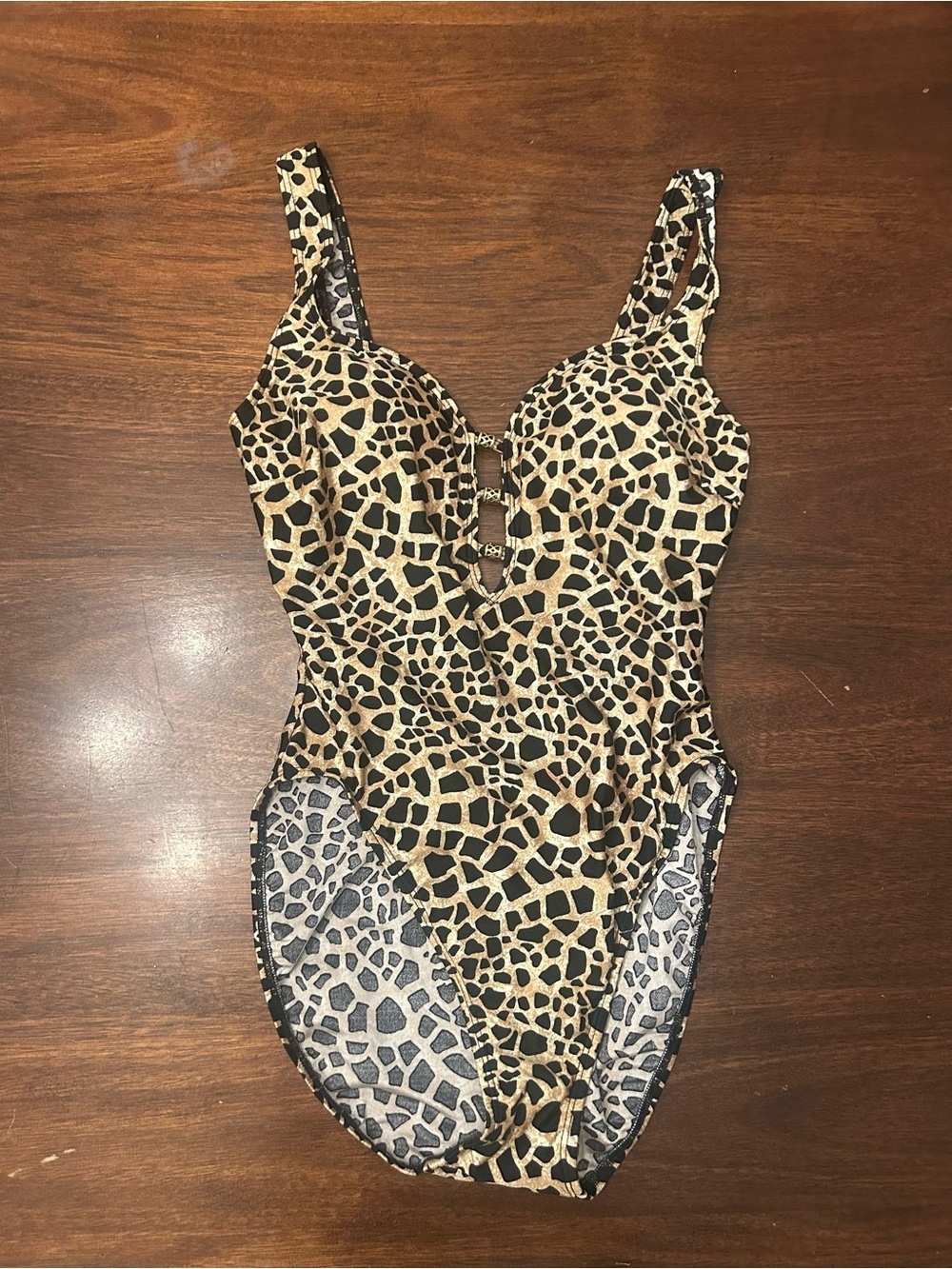 Vintage La Blanca Gold and Black Leopard-Print One-Piece